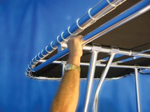 Welded Super Trampoline T-Top overhead handrail detail