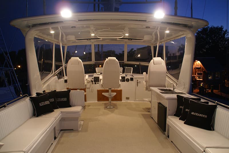 Atlantic Towers® HiLine hardtop installed on a powerboat
