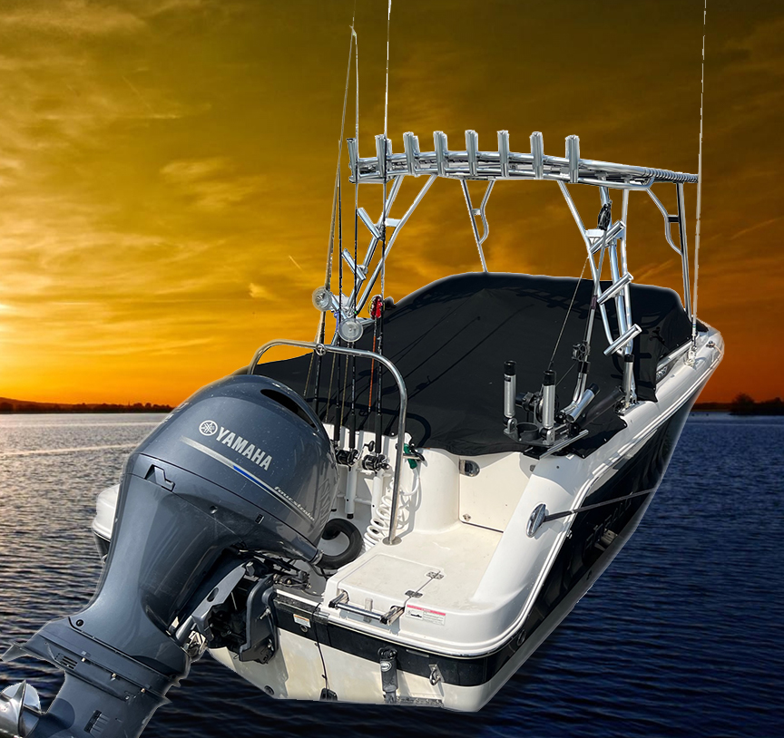 Robalo R227 SunTop multi-rod holder configuration